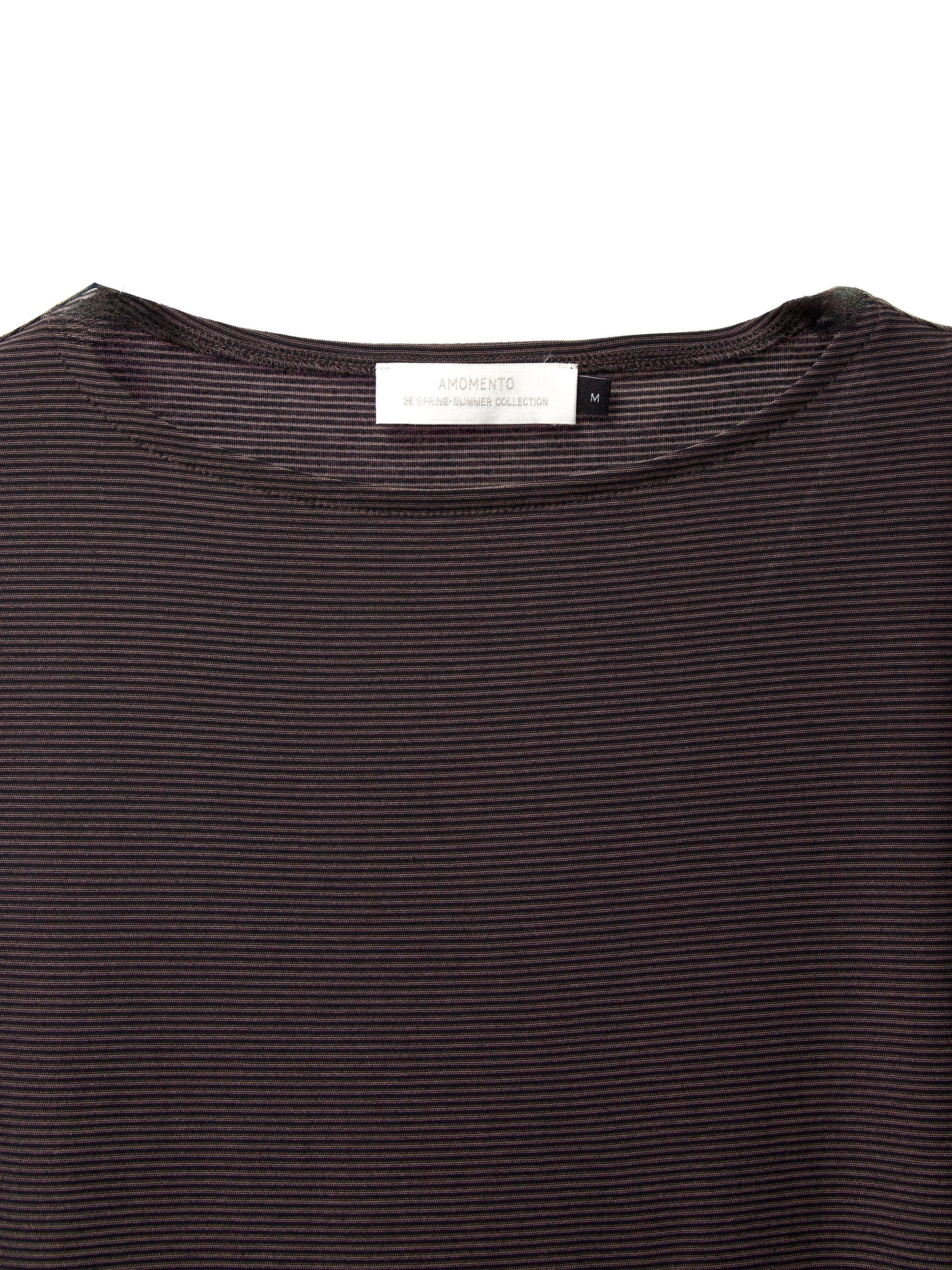 AMOMENTO STRIPE BOAT NECK LONG SLEEVE