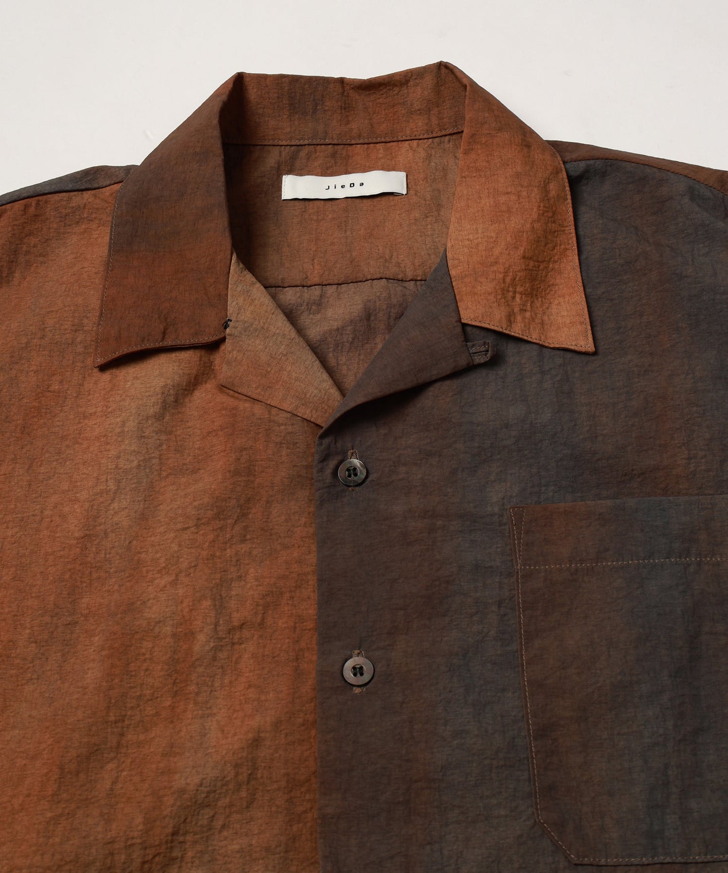 Dyed nylon open collar shirt