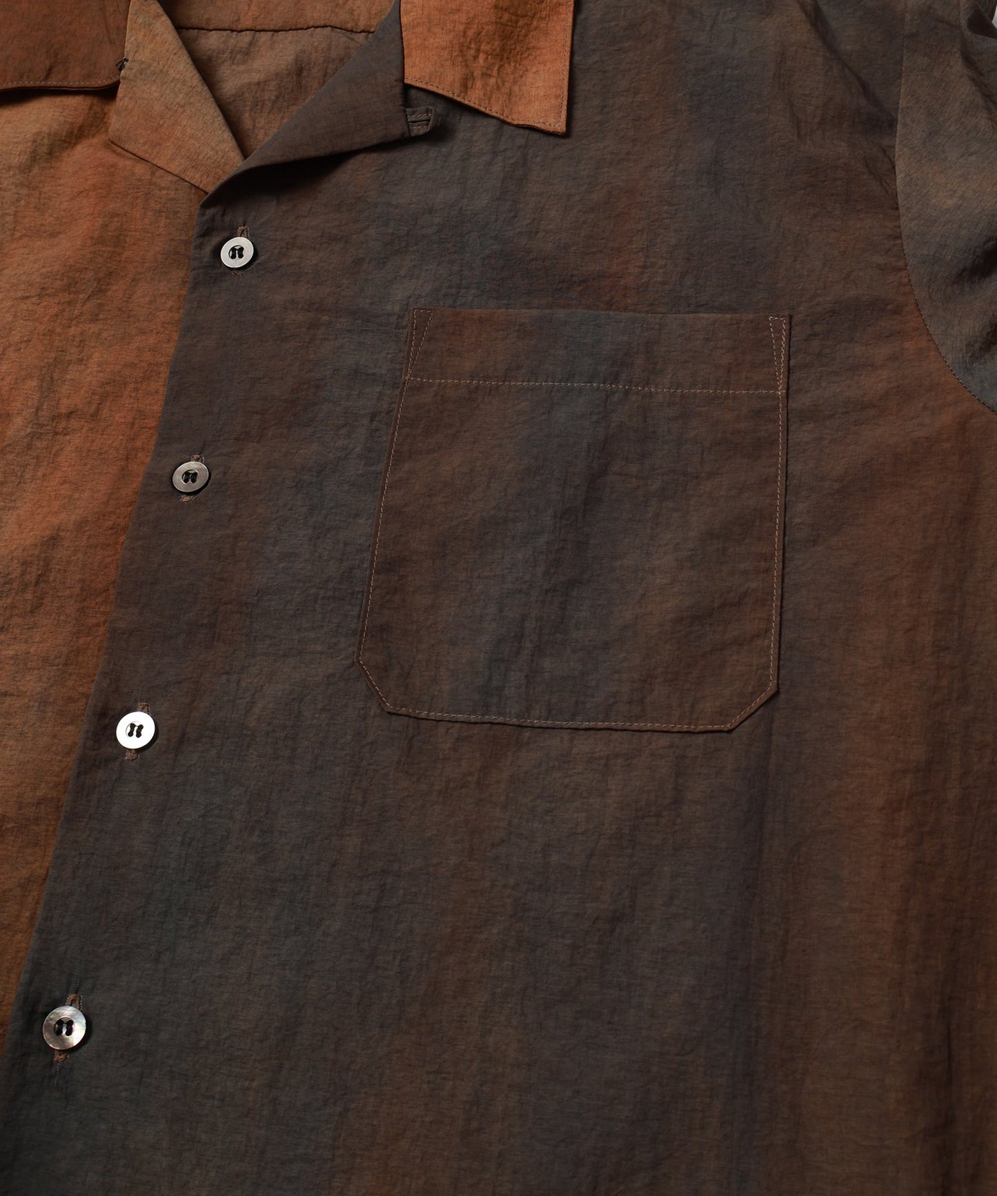 Dyed nylon open collar shirt