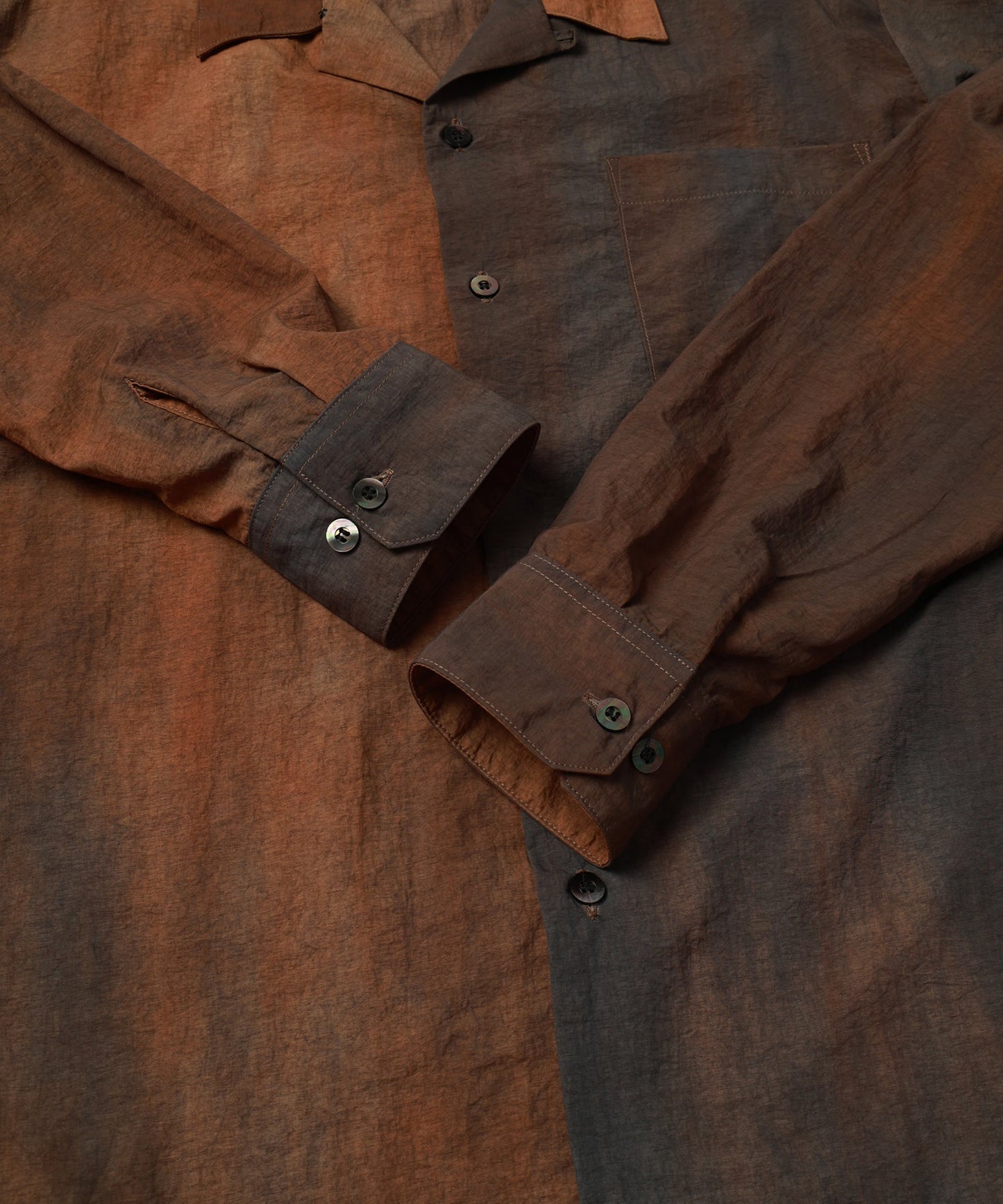 Dyed nylon open collar shirt