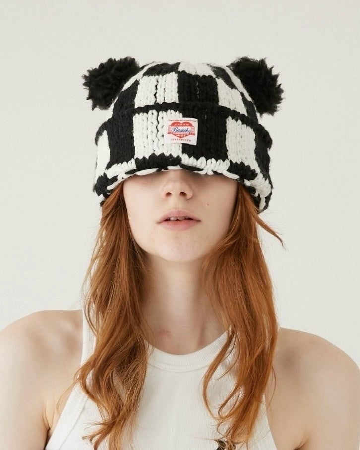 Checkered Flag Bear Beanie