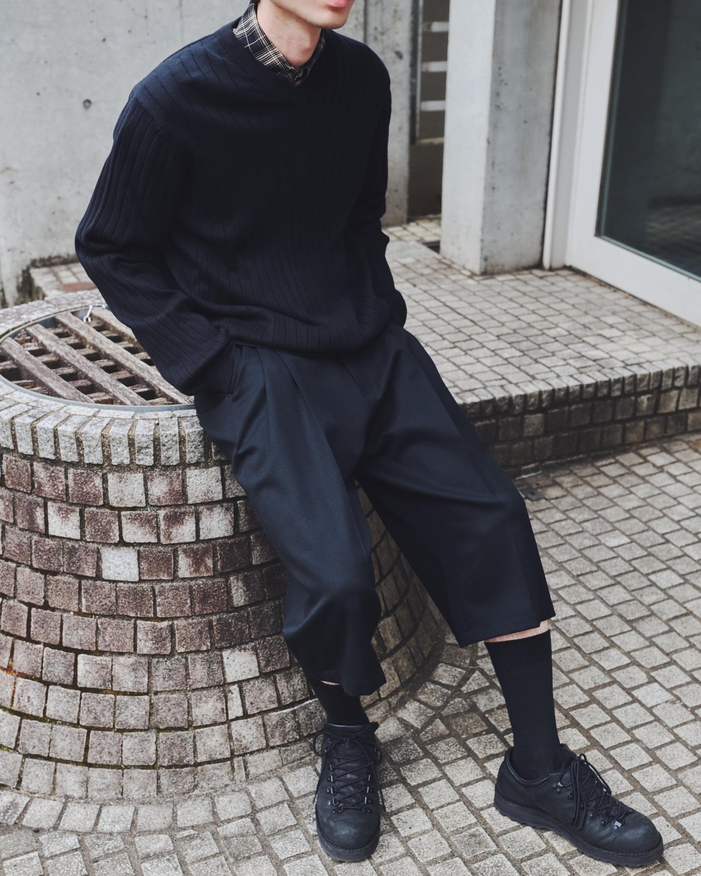 RICE NINE TEN THREE QUARTER WOOL 2TUCK TROUSERS