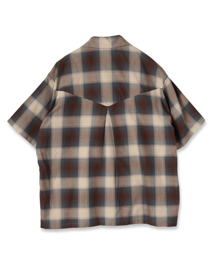 JIEDA　CHECK OPEN COLLAR SHIRT S/S