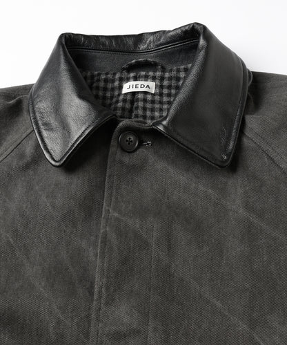 LEATHER COLLAR FADE OVER COAT