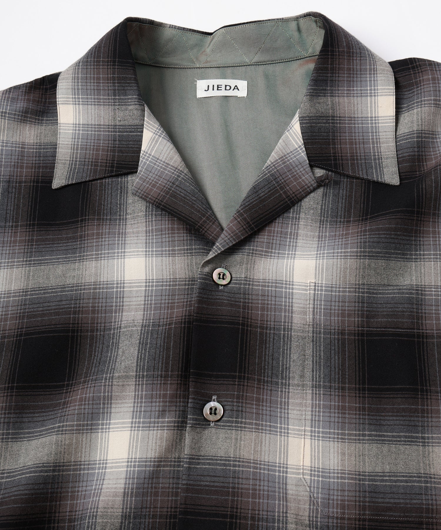 JIEDA CHECK OPEN COLLAR SHIRT – KIKUNOBU