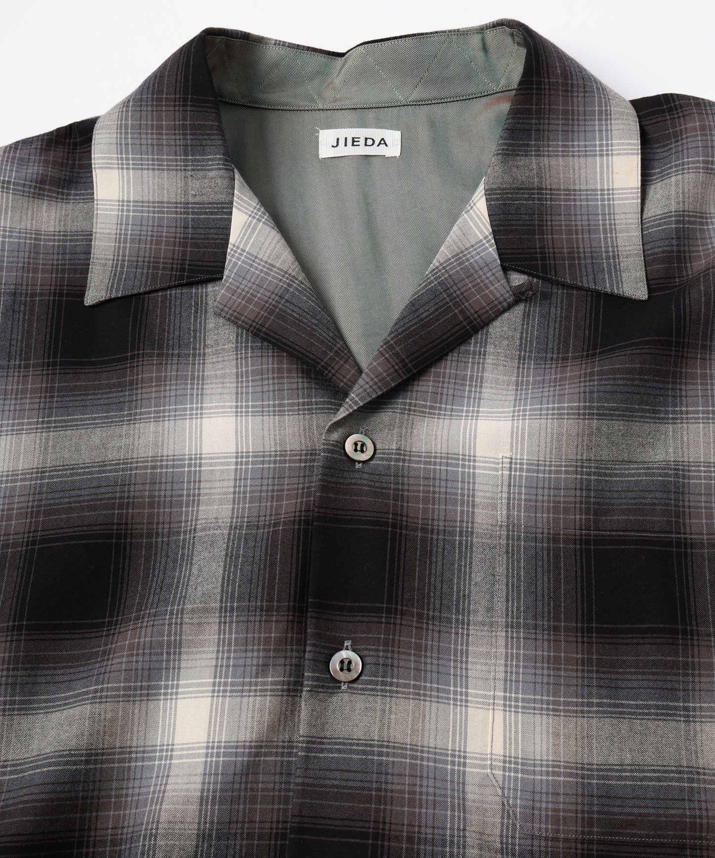 JIEDA　CHECK OPEN COLLAR SHIRT