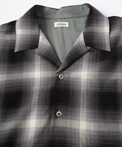JIEDA　CHECK OPEN COLLAR SHIRT