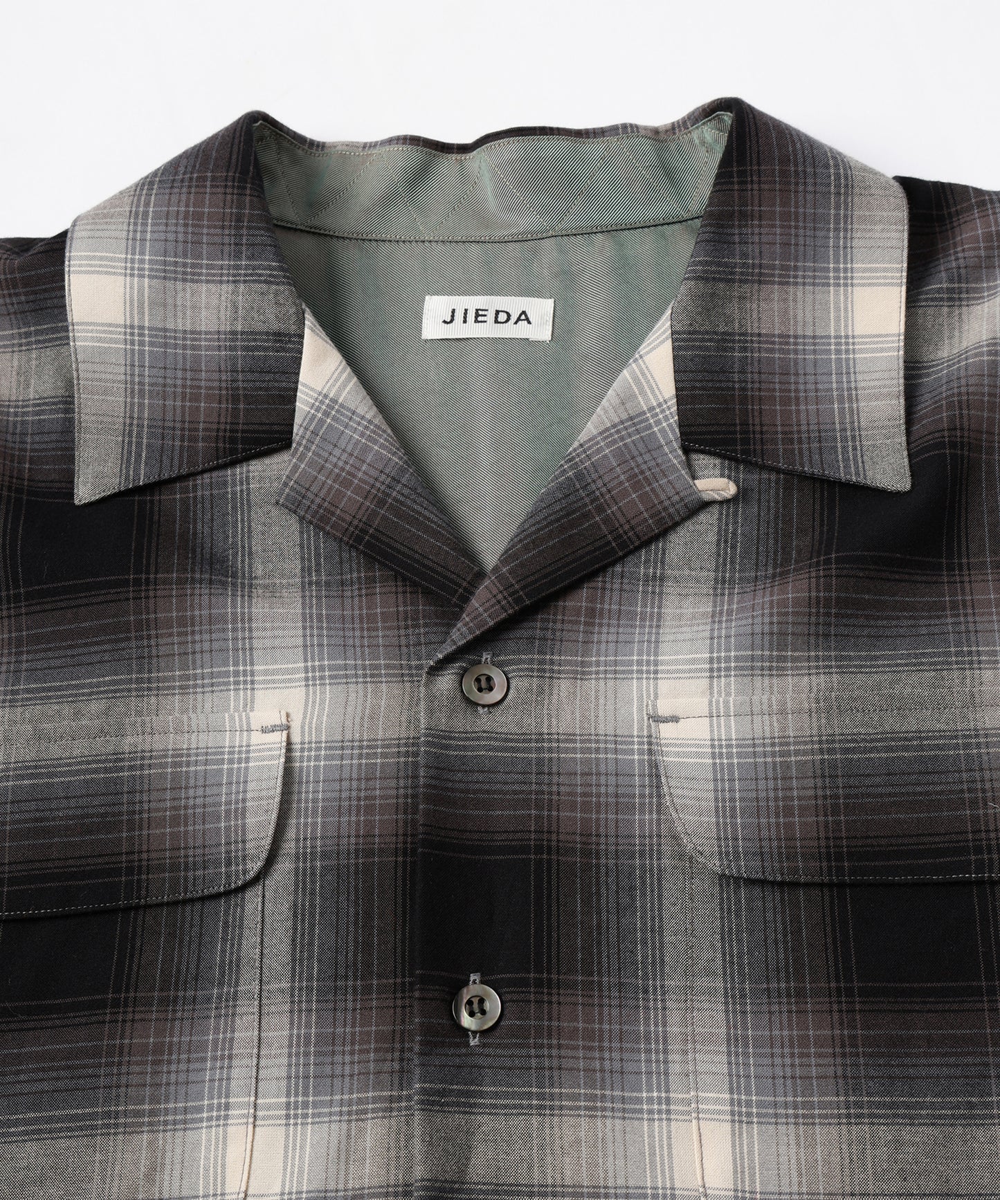 JIEDA　CHECK OPEN COLLAR SHIRT S/S