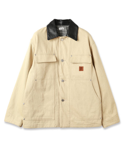 LEATHER COLLAR FADE COVERALL