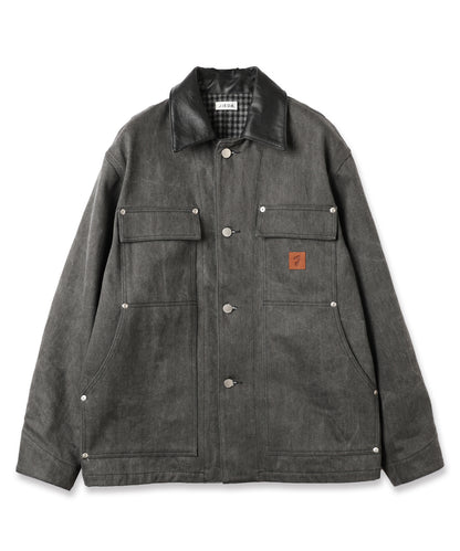 LEATHER COLLAR FADE COVERALL