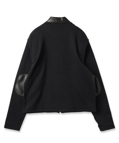 LEATHER COLLAR SWEAT ZIP JACKET
