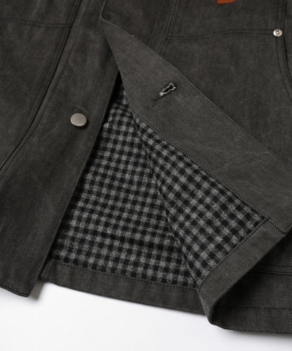 LEATHER COLLAR FADE COVERALL