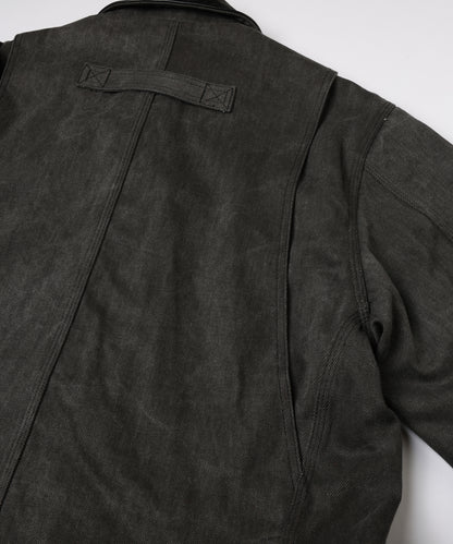 LEATHER COLLAR FADE COVERALL
