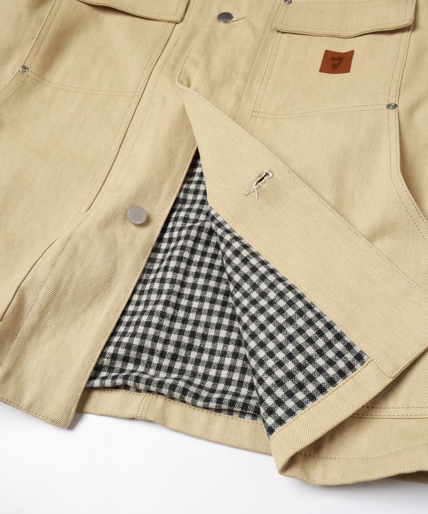 ジャケット・アウター LA PEAU DE GEM over wrap pocket coverall LA PEAU DE GEM カバーオール la peau de gem denim coverall