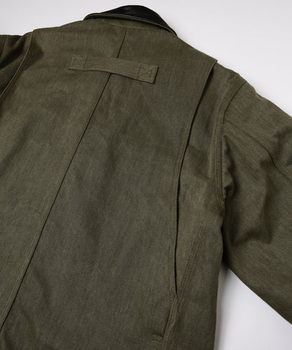 LEATHER COLLAR FADE COVERALL