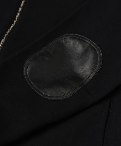 LEATHER COLLAR SWEAT ZIP JACKET