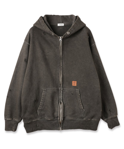 DAMAGE PATCH ZIP HOODIE