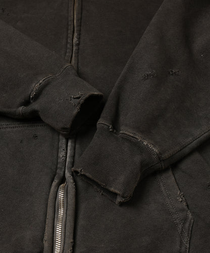 DAMAGE PATCH ZIP HOODIE