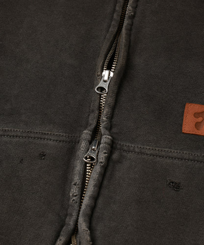 DAMAGE PATCH ZIP HOODIE