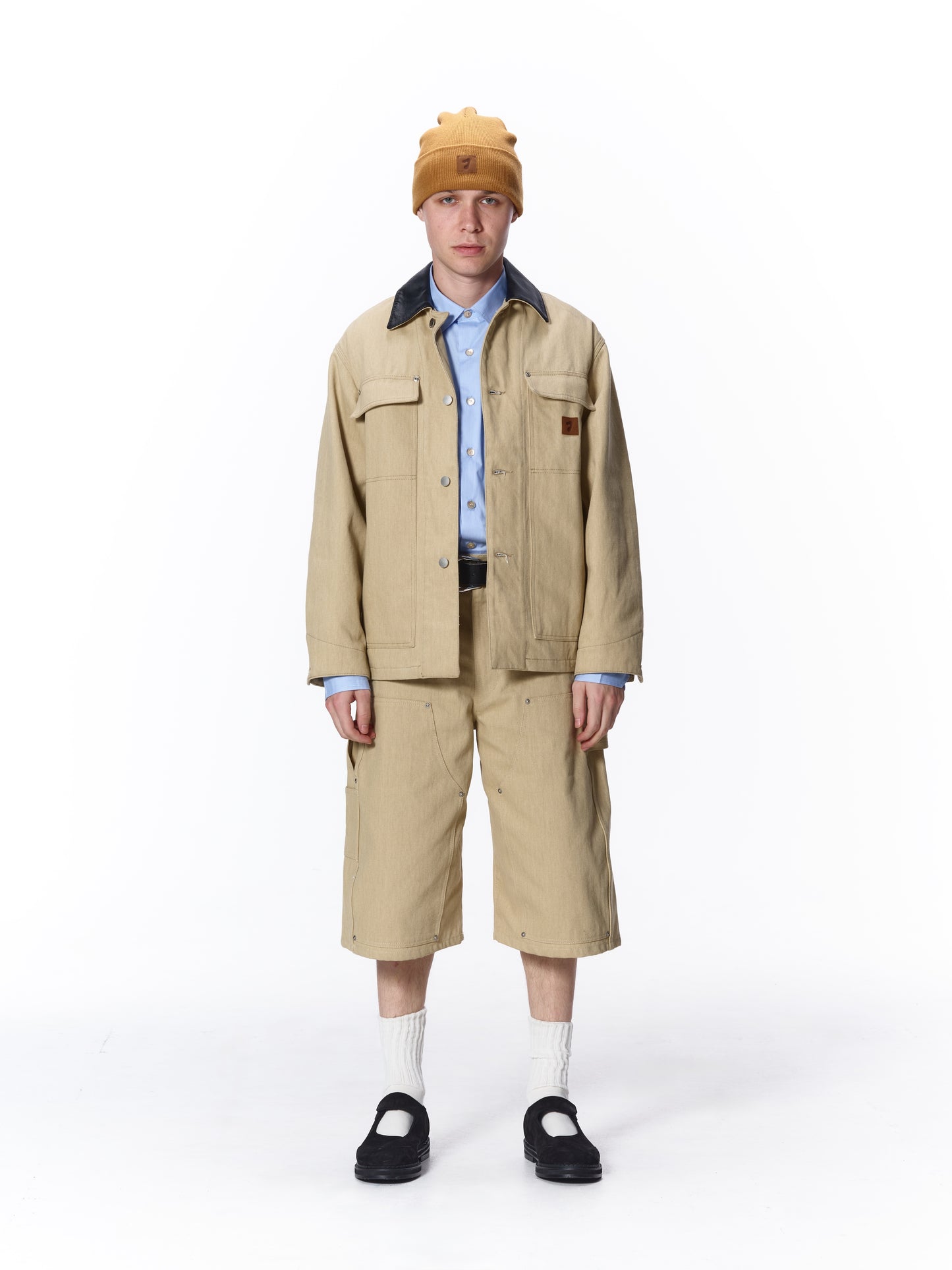 LEATHER COLLAR FADE COVERALL