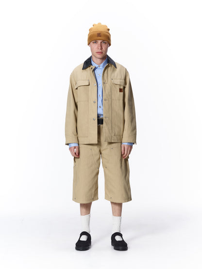 LEATHER COLLAR FADE COVERALL