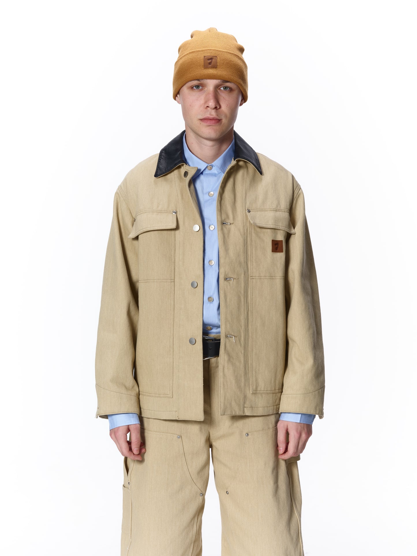 LEATHER COLLAR FADE COVERALL
