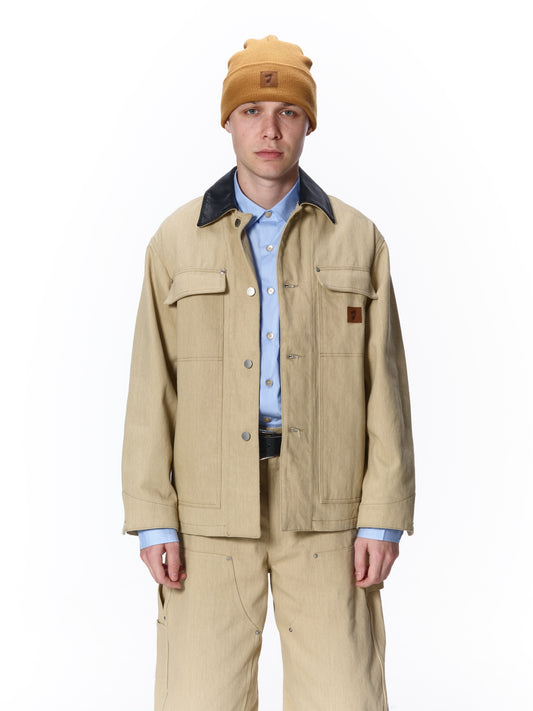 LEATHER COLLAR FADE COVERALL