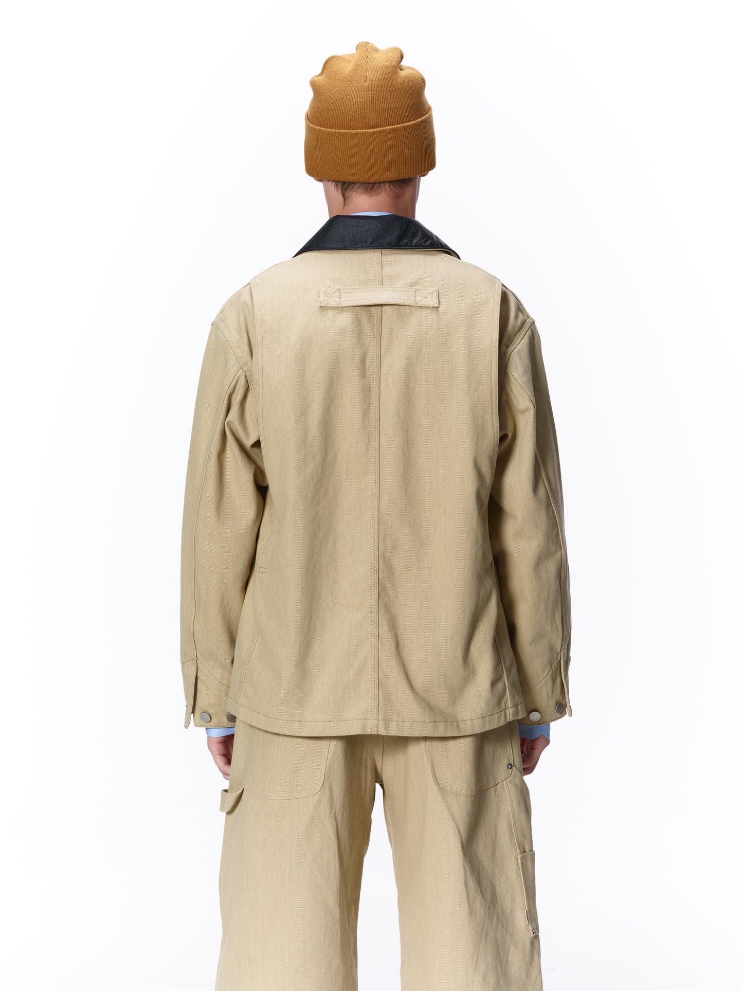 LEATHER COLLAR FADE COVERALL