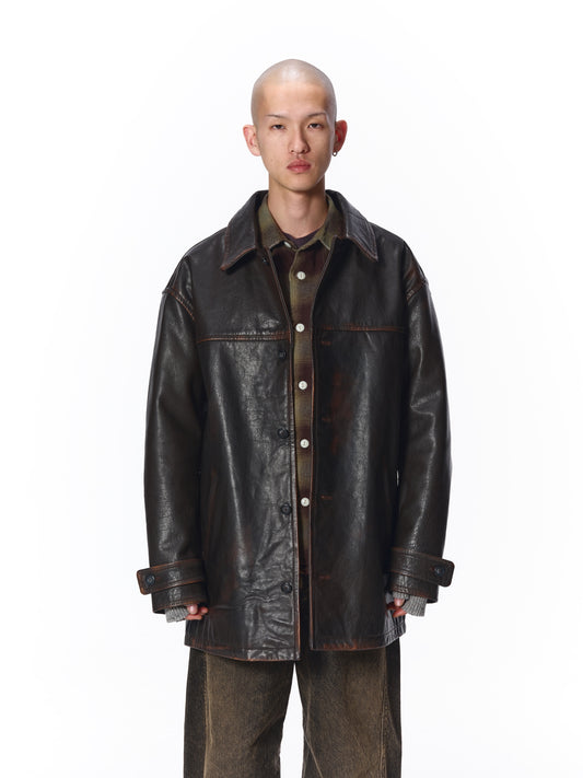 LEATHER CAR COAT