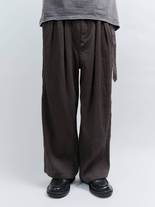 ANCELLM　BELTED CREPE TUCK SLACKS