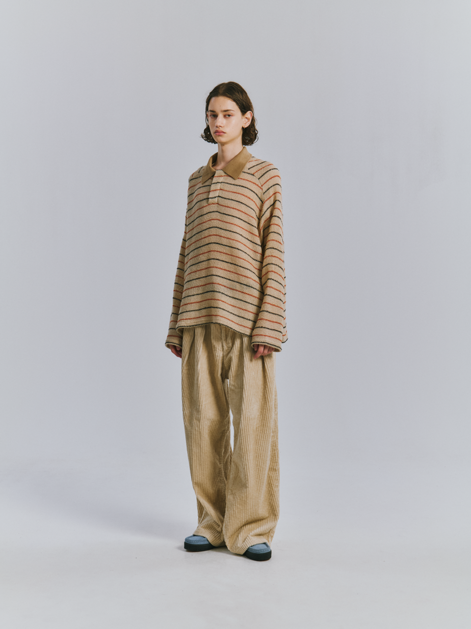 ANCELLM　CUT BORDER SKIPPER SHIRT