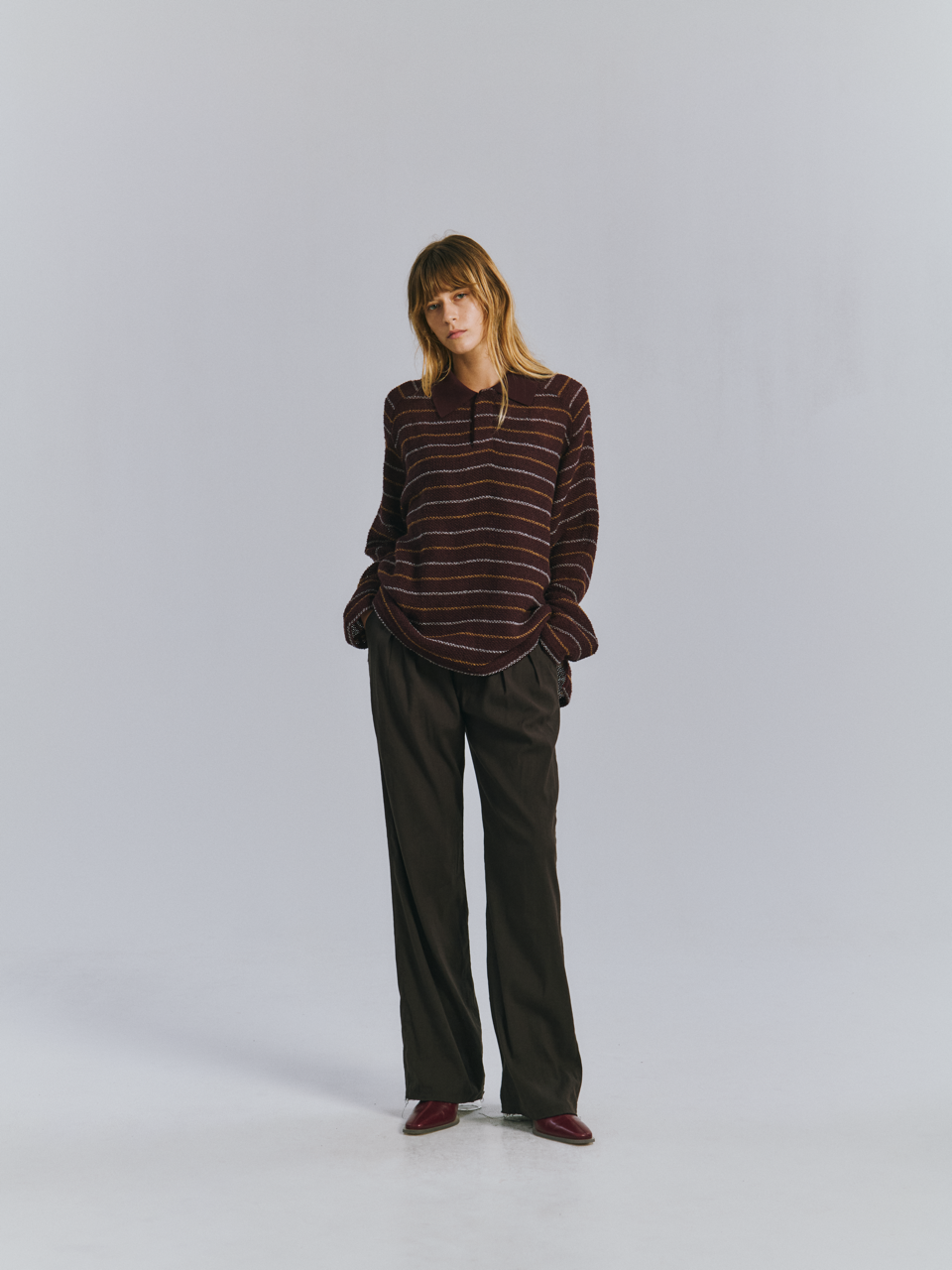 ANCELLM　CUT BORDER SKIPPER SHIRT