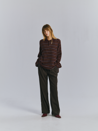 ANCELLM　CUT BORDER SKIPPER SHIRT