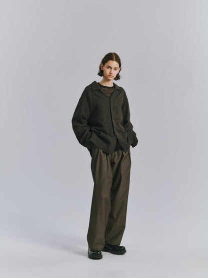 ANCELLM　AGING LINEN CROSS-LINE SHIRT