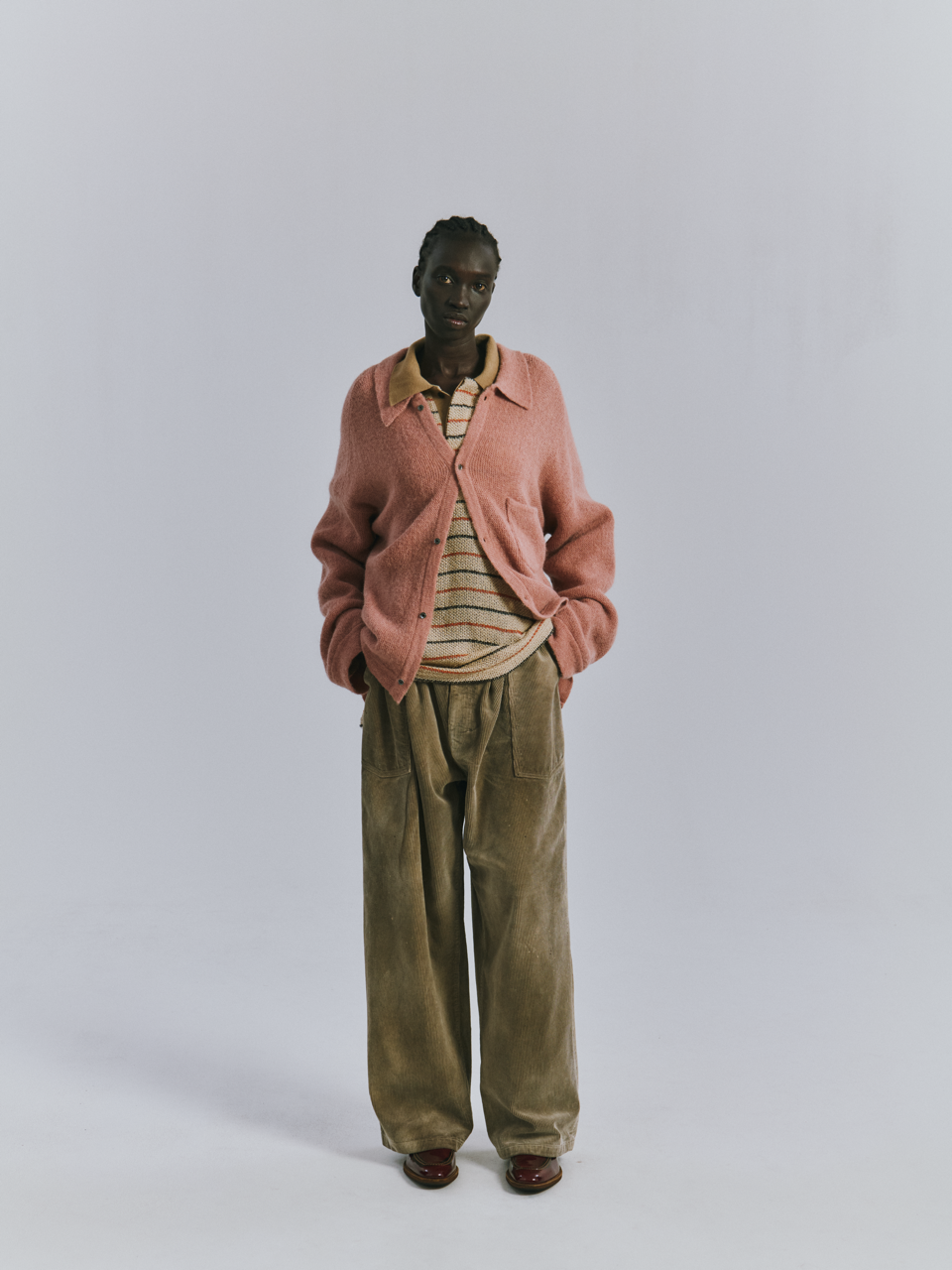 ANCELLM　CUT BORDER SKIPPER SHIRT
