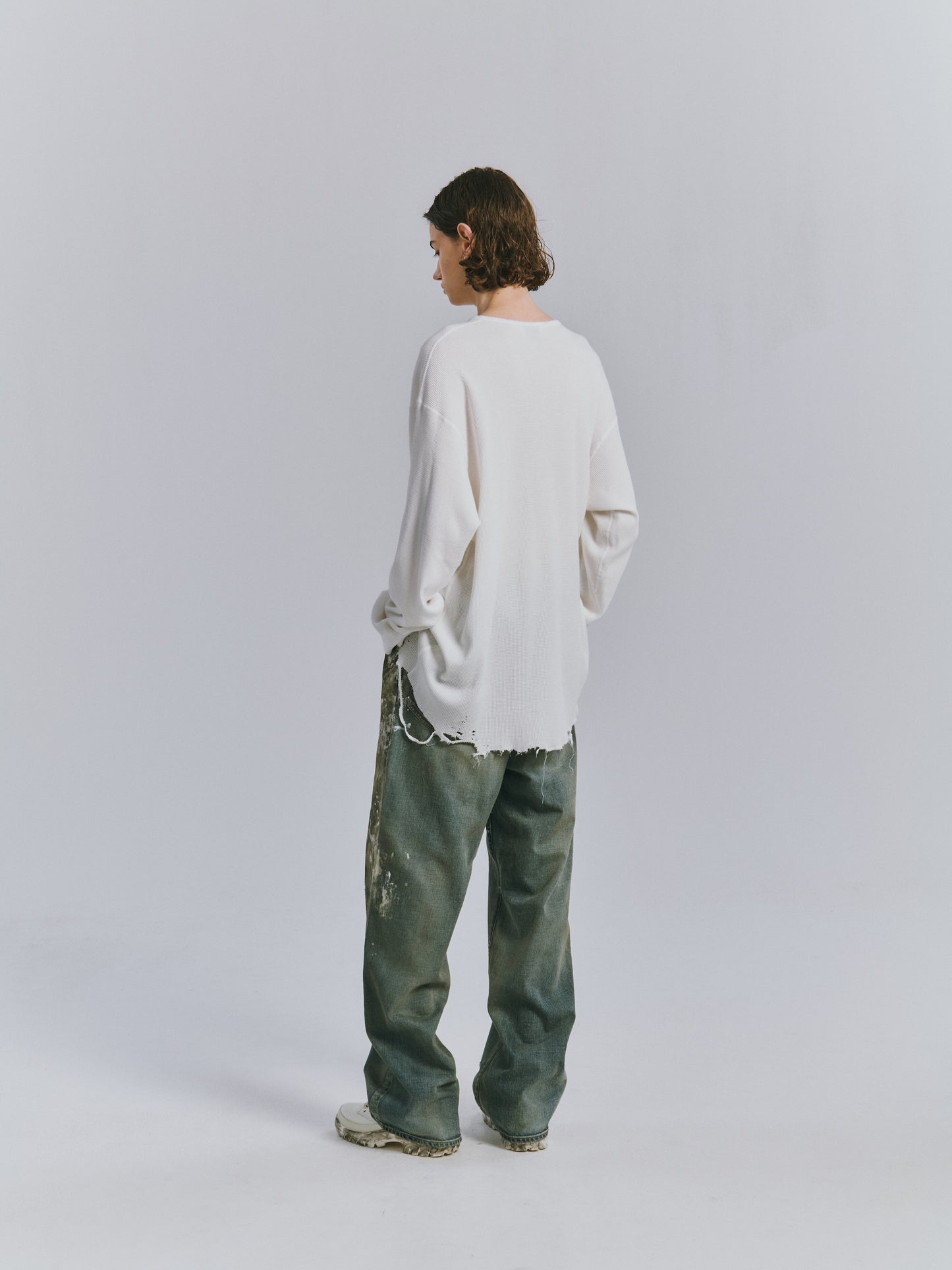 ANCELLM　DAMAGE WAFFLE CREW LS