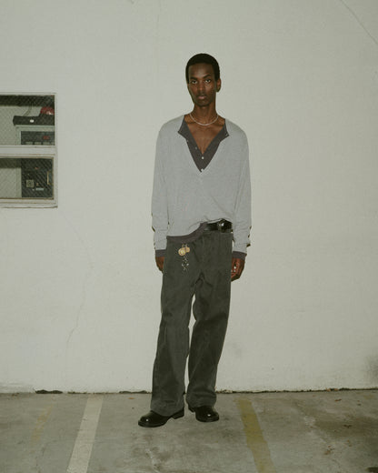 JIEDA　VINTAGE LIGHT RIB HENRY NECK L/S