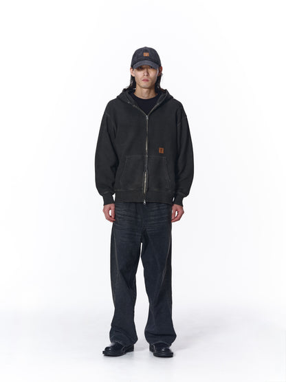 DAMAGE PATCH ZIP HOODIE