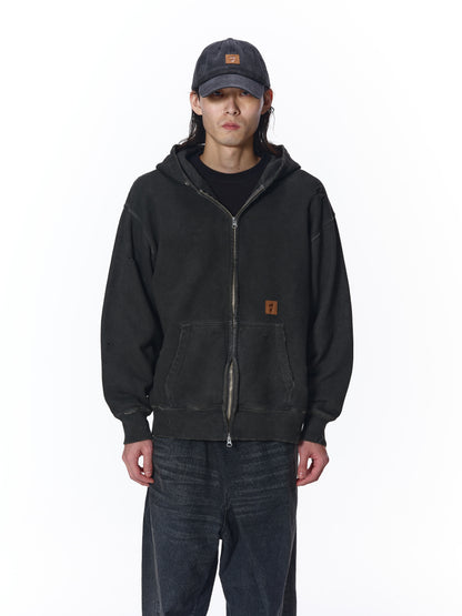 DAMAGE PATCH ZIP HOODIE