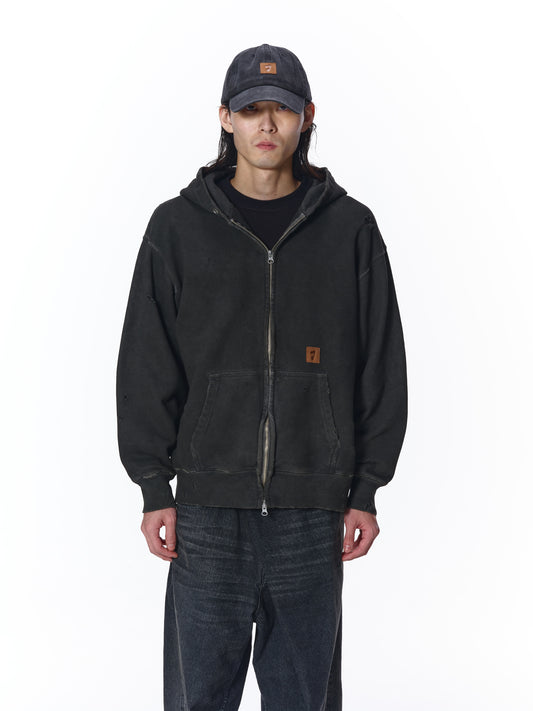 DAMAGE PATCH ZIP HOODIE