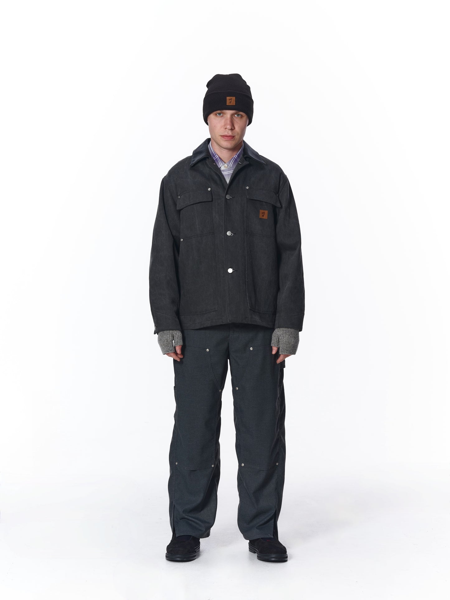LEATHER COLLAR FADE COVERALL