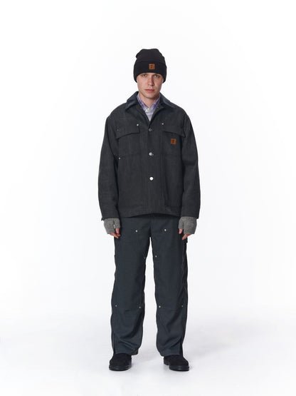 LEATHER COLLAR FADE COVERALL