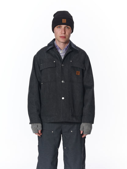 LEATHER COLLAR FADE COVERALL