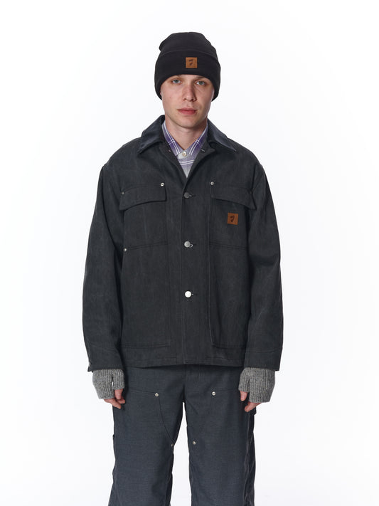 LEATHER COLLAR FADE COVERALL