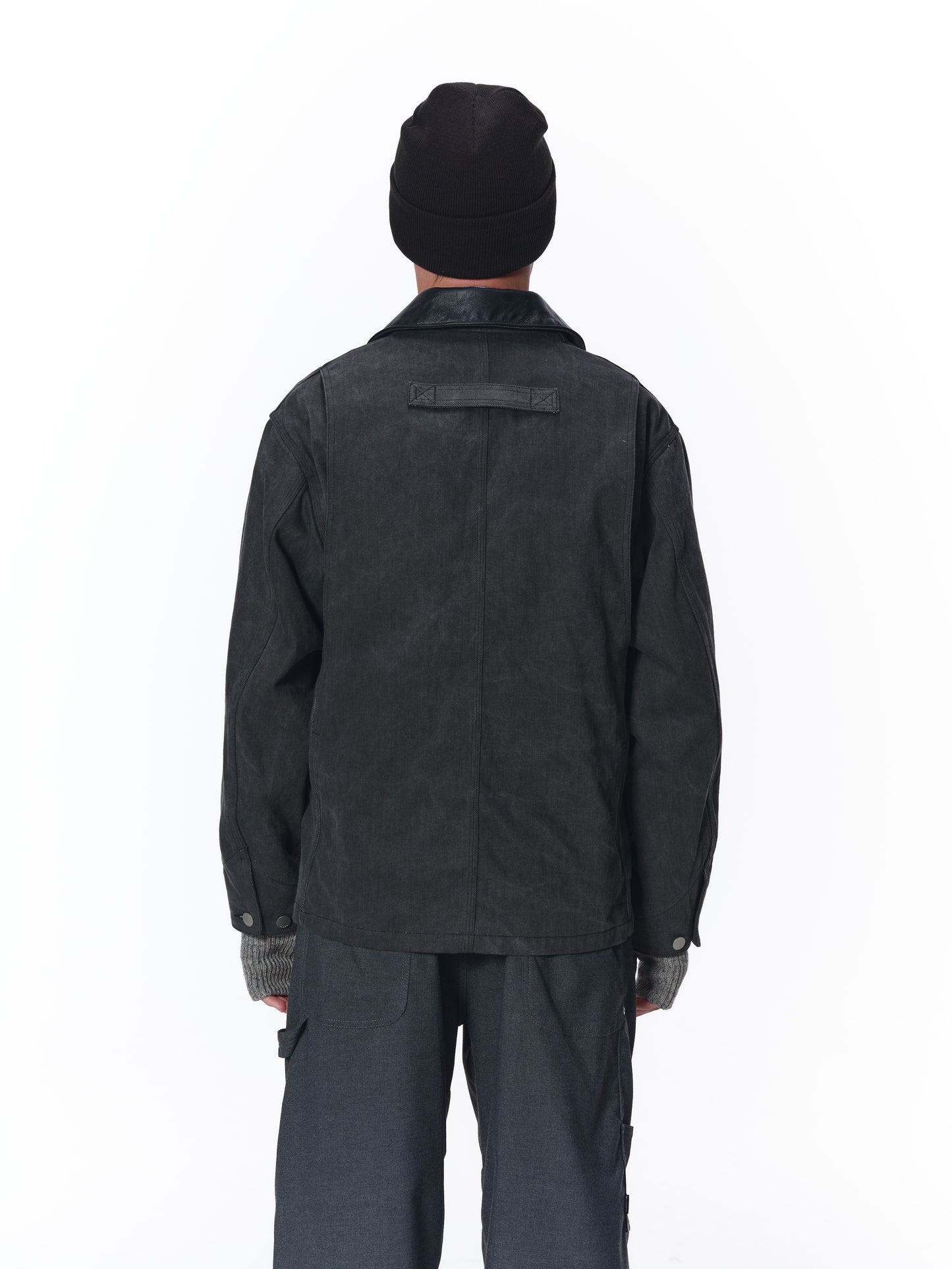 LEATHER COLLAR FADE COVERALL