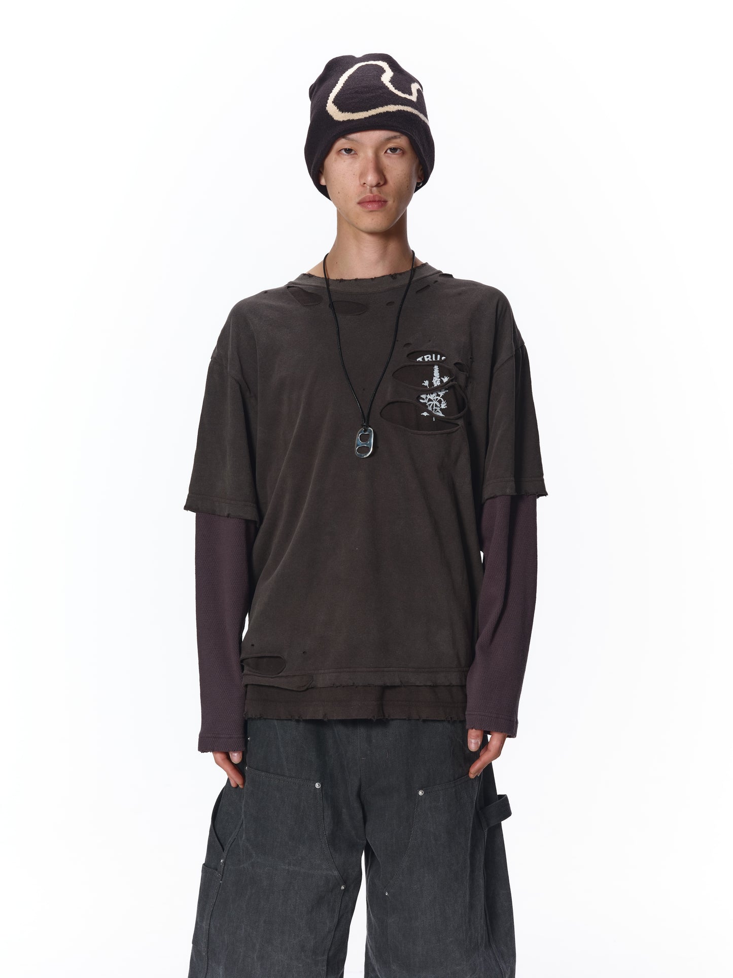 WAFFLE DAMAGE LAYERED L/S