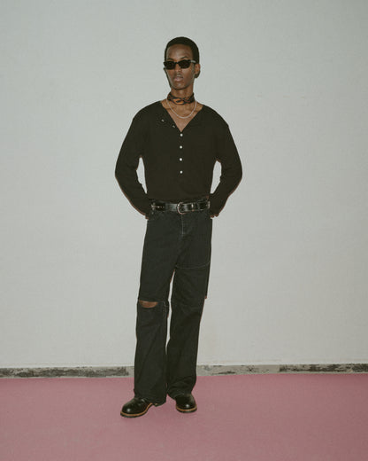 JIEDA　VINTAGE LIGHT RIB HENRY NECK L/S