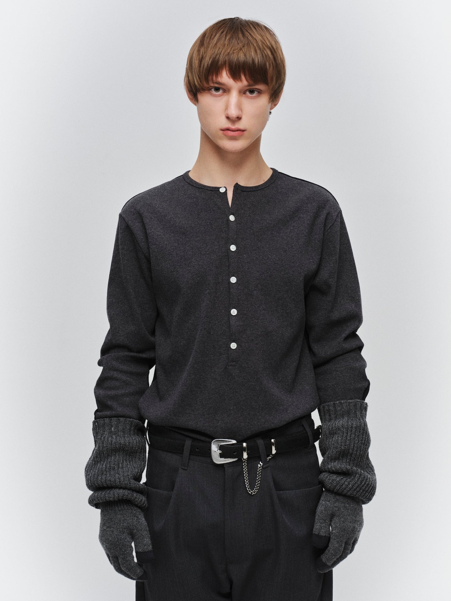 JIEDA　SWITCHING HENRY NECK L/S