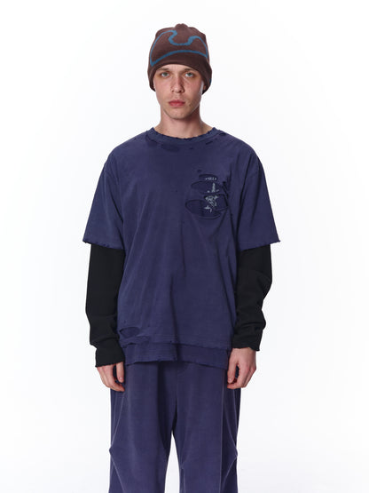 WAFFLE DAMAGE LAYERED L/S