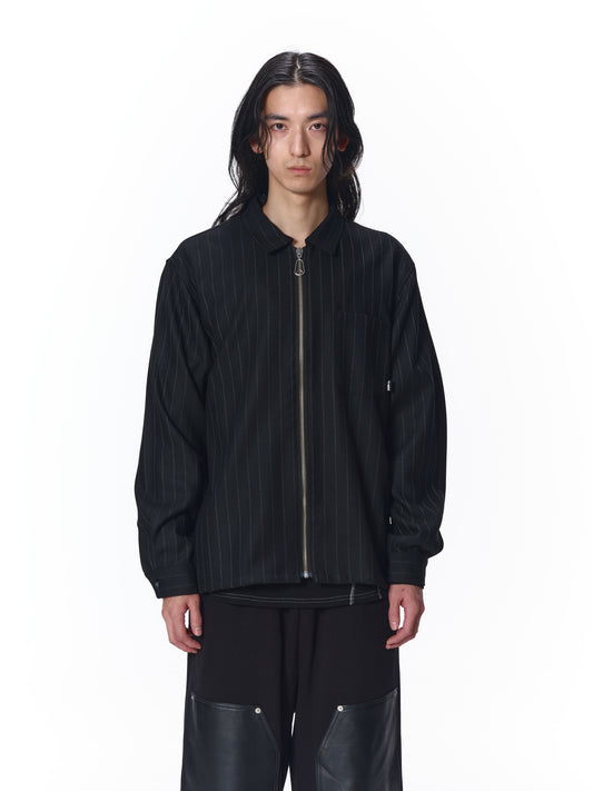 WOOL STRIPE ZIP SHIRT